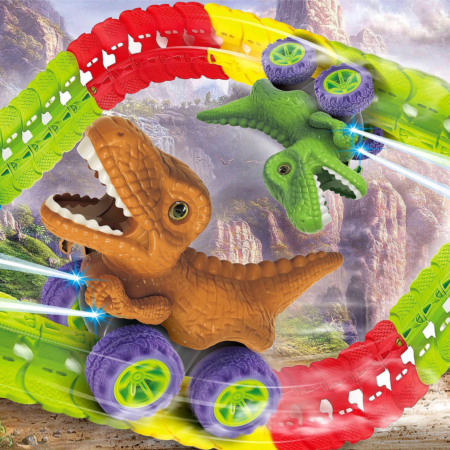 KinderKraze™ - Race Car Set Anti-gravity Track dinosaur Train